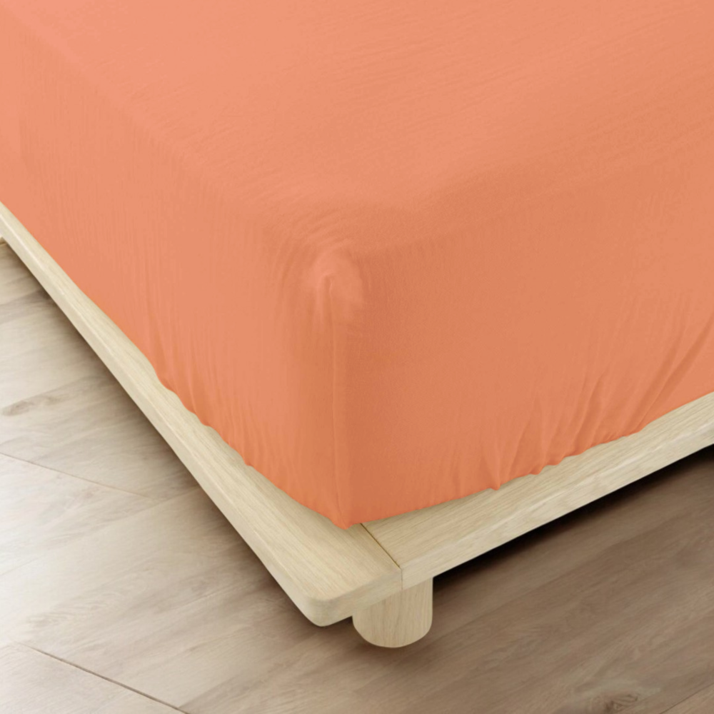 Drap housse 140x190 terra gaze de coton celestia