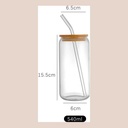 Verre couvercle bambou avec paille 550ml