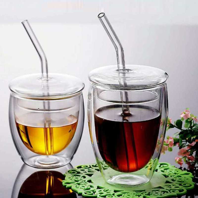 Verre double paroi 350ml + paille