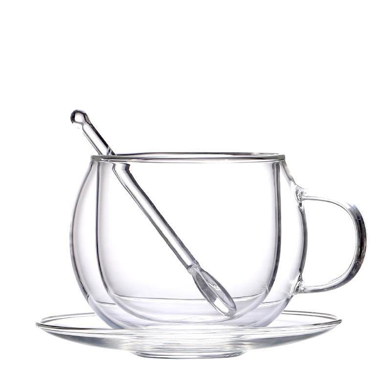 Tasse avec soucoupe et cuillère en verre - 280 ml