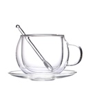 Tasse avec soucoupe et cuillère en verre - 280 ml