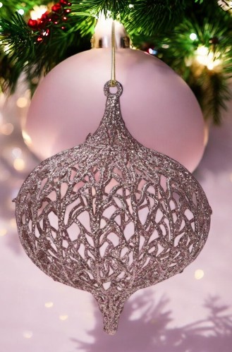 Boule de noël rose clair 13 cm