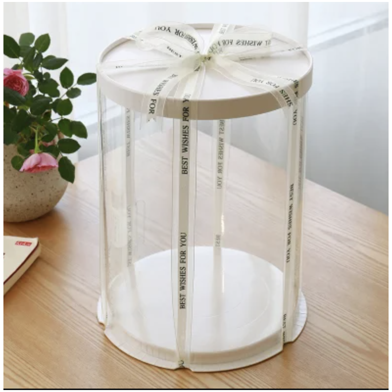 Boite a gateaux transparente ronde 26x26x32cm