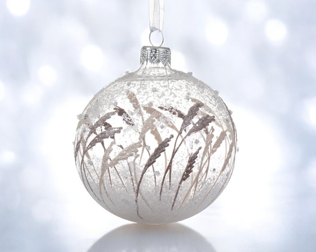 Boule verre translucide feuille fougere 