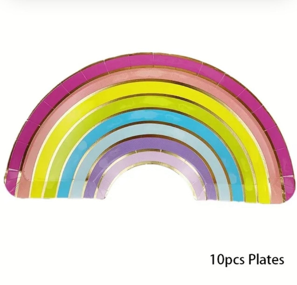 Assiette arc en ciel x 10