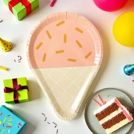 Lot de 8 assiettes cornet glace