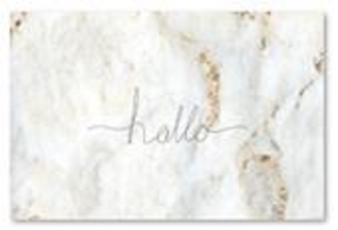 Tapis "hello" marbré blanc