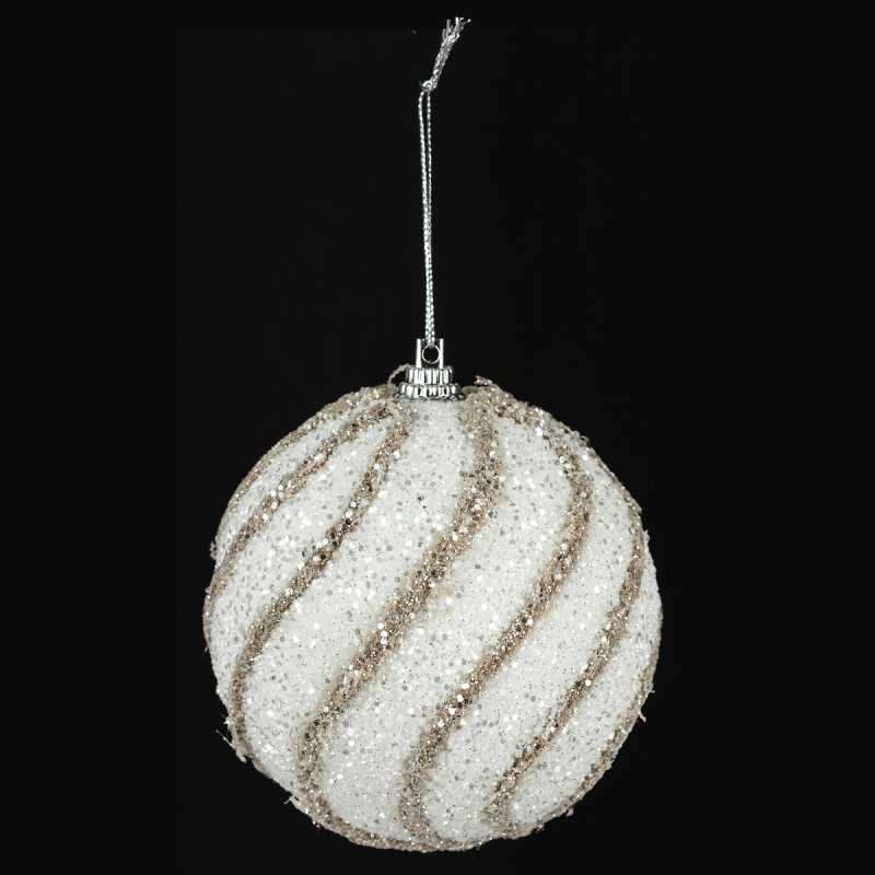 Boule de noel plf fil jute paillette 80mm