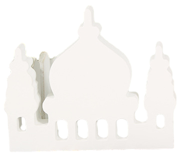 Deco de table bois mosquee blanc 14.8x12.6x2cm 
