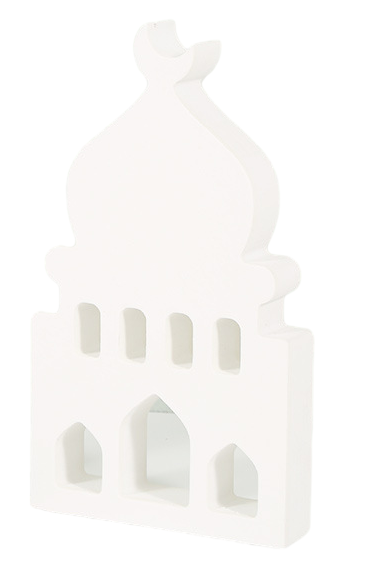Deco de table bois mosquee blanc 9*16*2cm