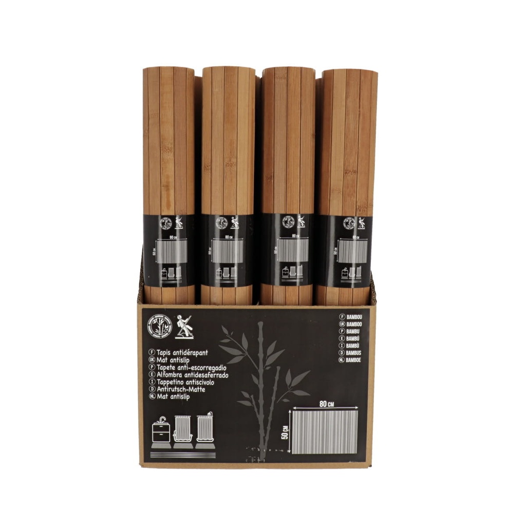 Tapis bambou mat - naturel fonce