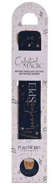 Support encens mangue résine "moondust spell" 6x1x30 cm