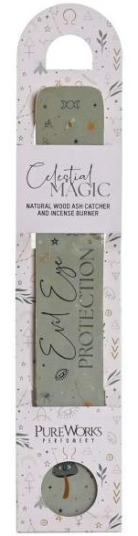 Support encens mangue résine "evil eye protection" 6x1x30 cm