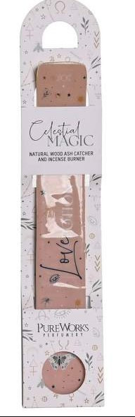 Support encens mangue résine "love potion" 6x1x30 cm