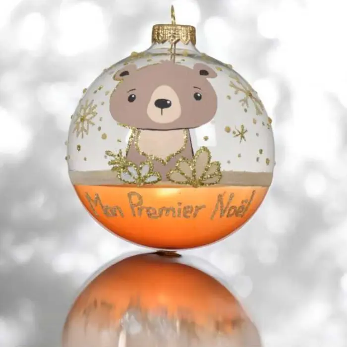 Boule verre transparent animal marron clair de la foret