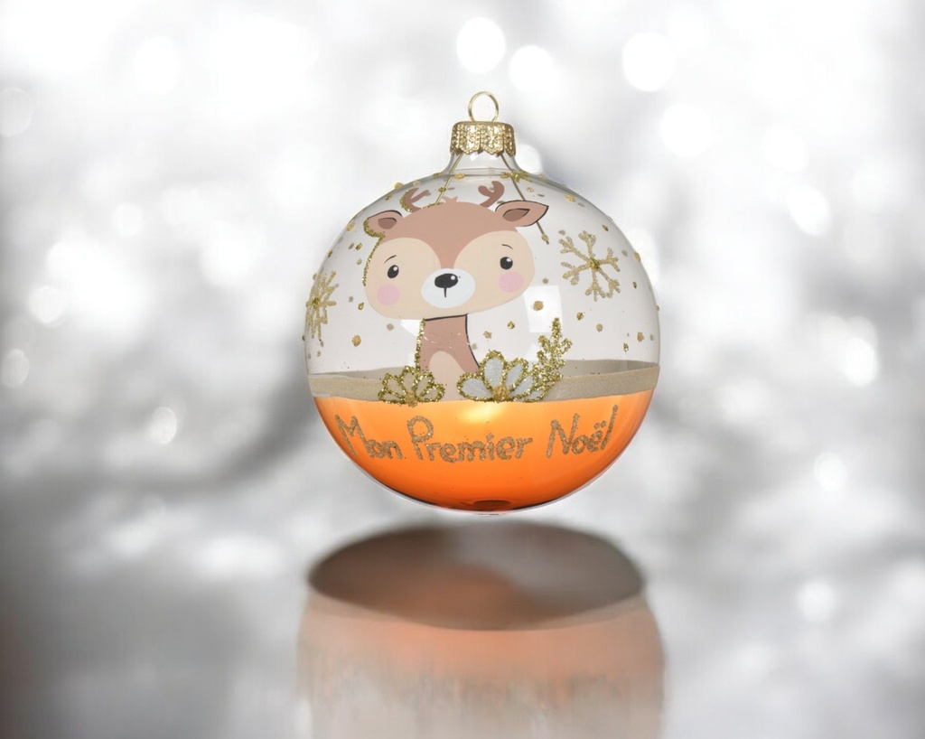 Boule verre transparent animal beige de la foret 