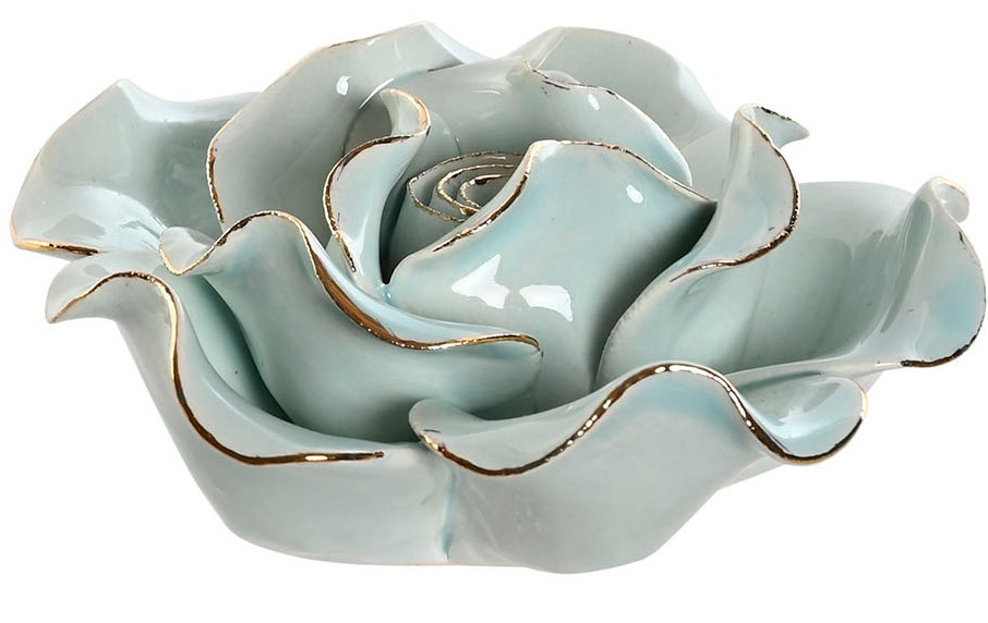 Fleur bleue en porcelaine 9x9x3,6 cm