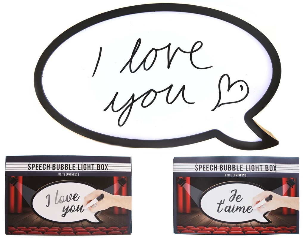Boite a lumiere message bulle 36x22cm