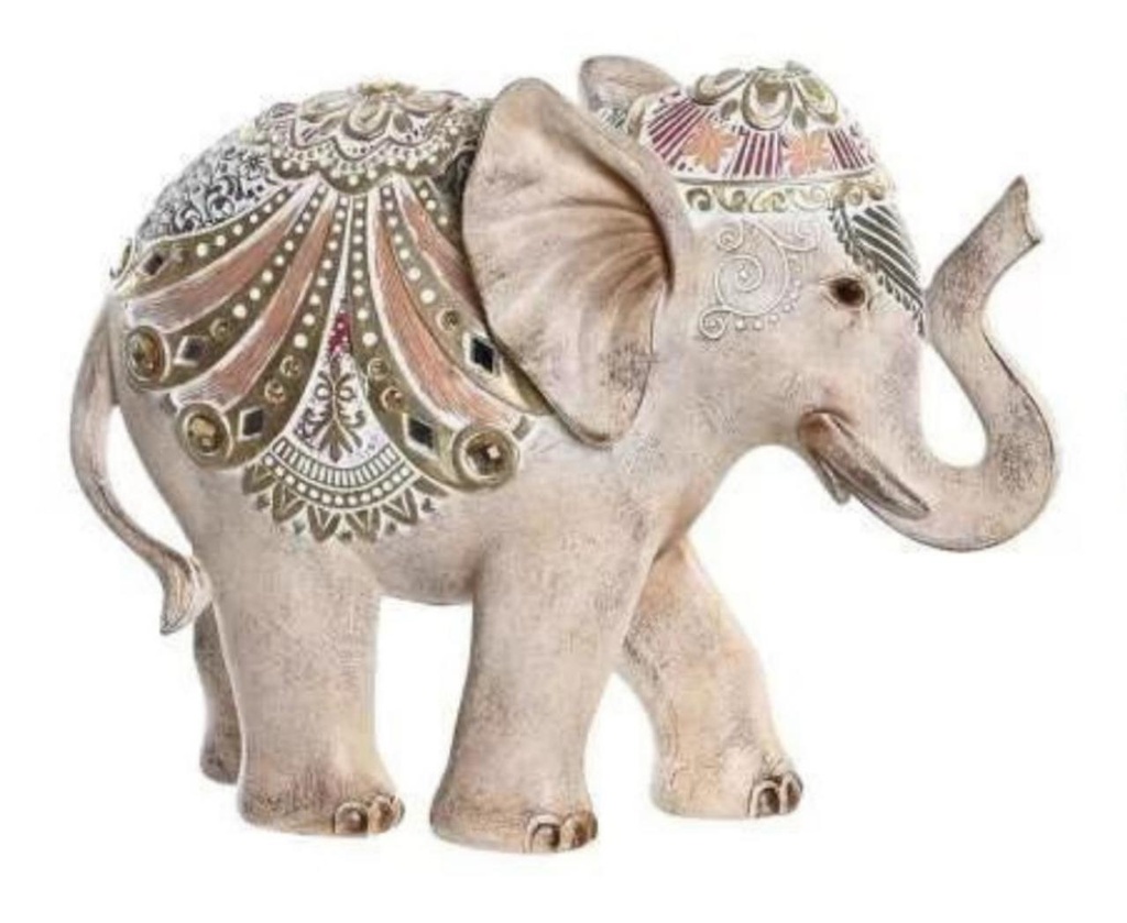 Figure résine 17x6,5x13 éléphant beige