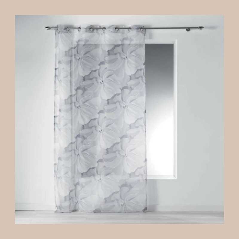 Panneau a oeillets 140 x 240 cm voile imp transfert bergamote blanc