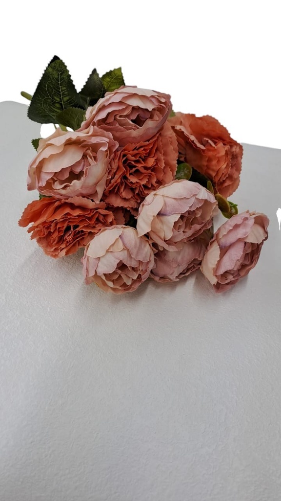 Bouquet de pivoines rose et oeillets orange
