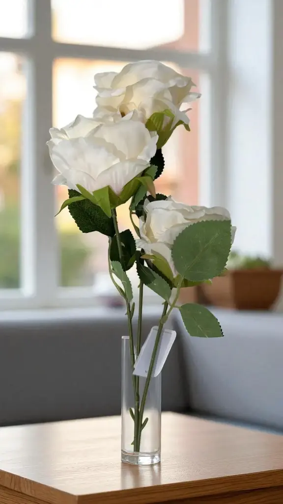 Tiges de 3 roses créme et rose