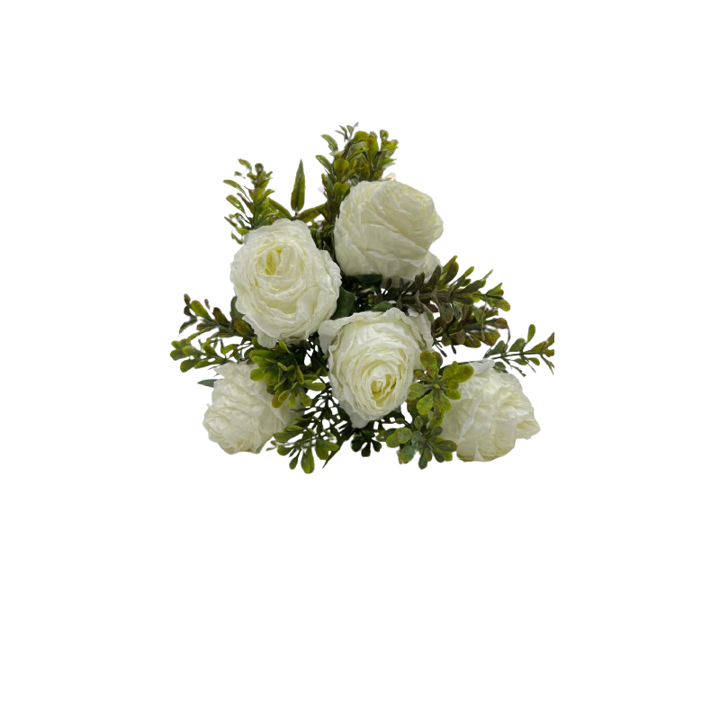 Bouquet de roses blanches + feuilles