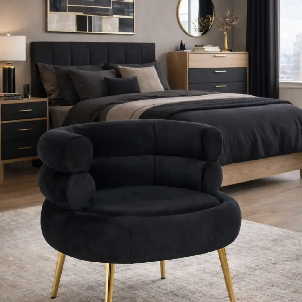 Fauteuil "Ais" velours noir