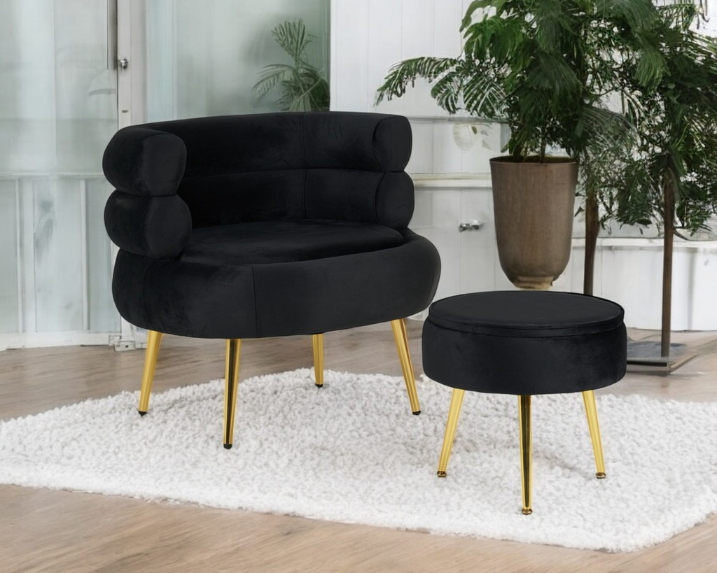 Fauteuil "Ais" velours noir