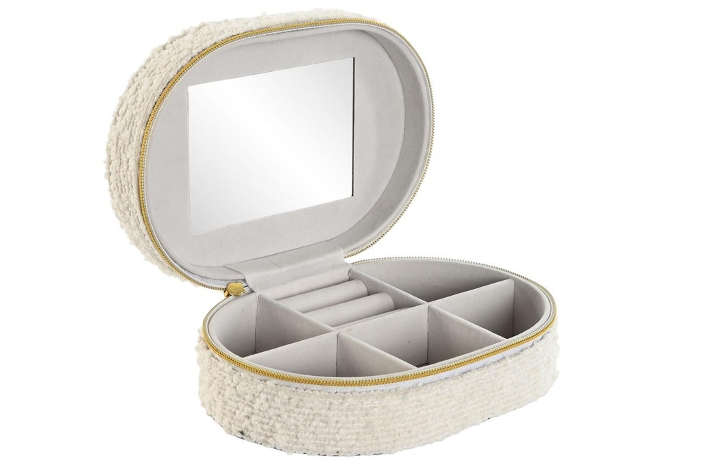 Boîte à bijoux polyester 15,5x11x9 borreguito white