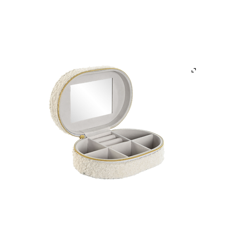 Boîte à bijoux polyester 15,5x10,5x6 boucle white