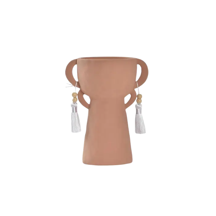 Vase ceramique pompom - terracota 20 cm