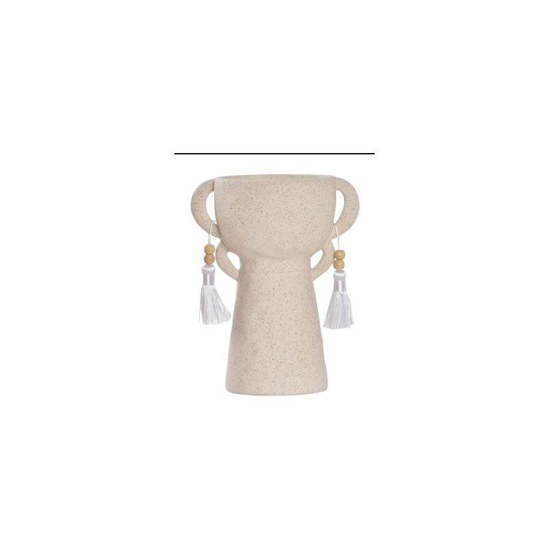 Vase ceramic pompom -beige