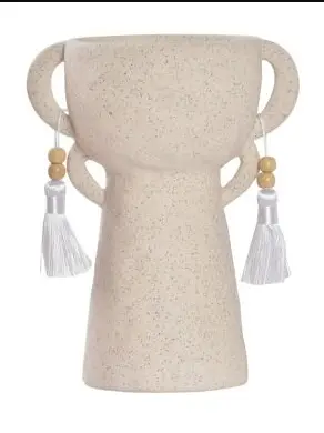Vase ceramic pompom -beige