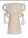 Vase ceramic pompom -beige