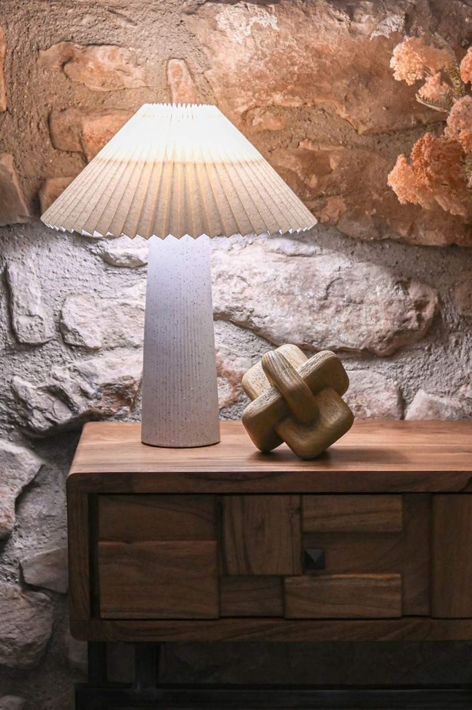 Lampe de table céramique polyester  beige