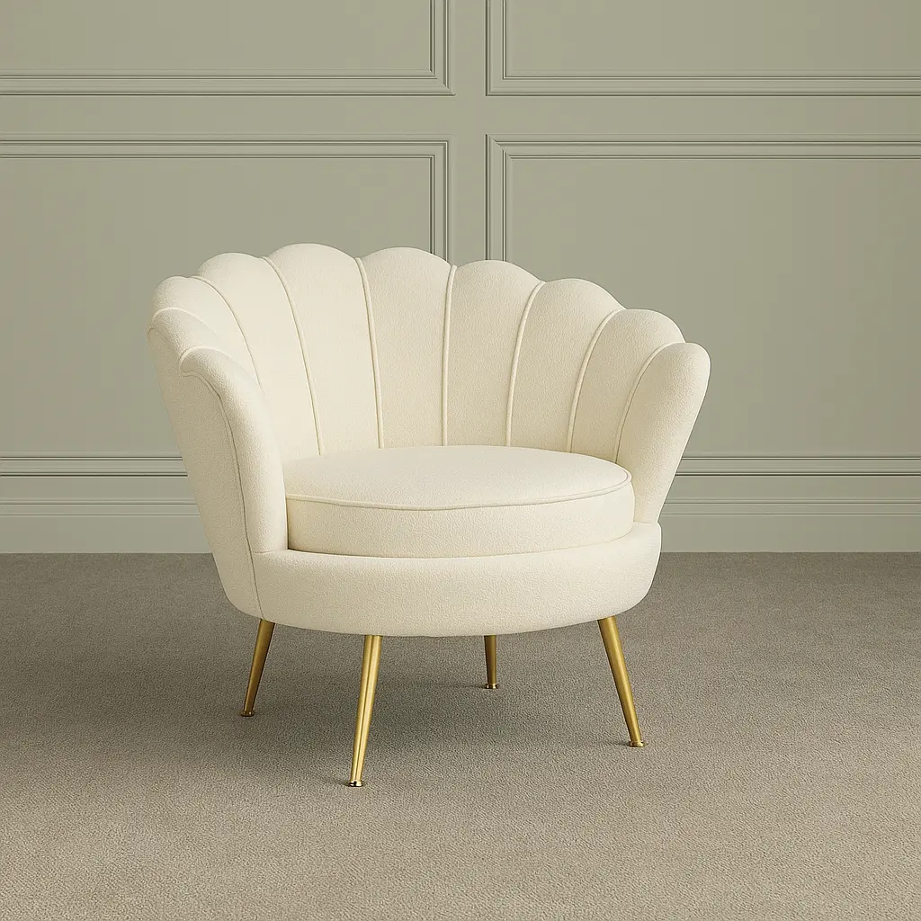 Fauteuil velours "louna" blanc - d78*w82*h78cm