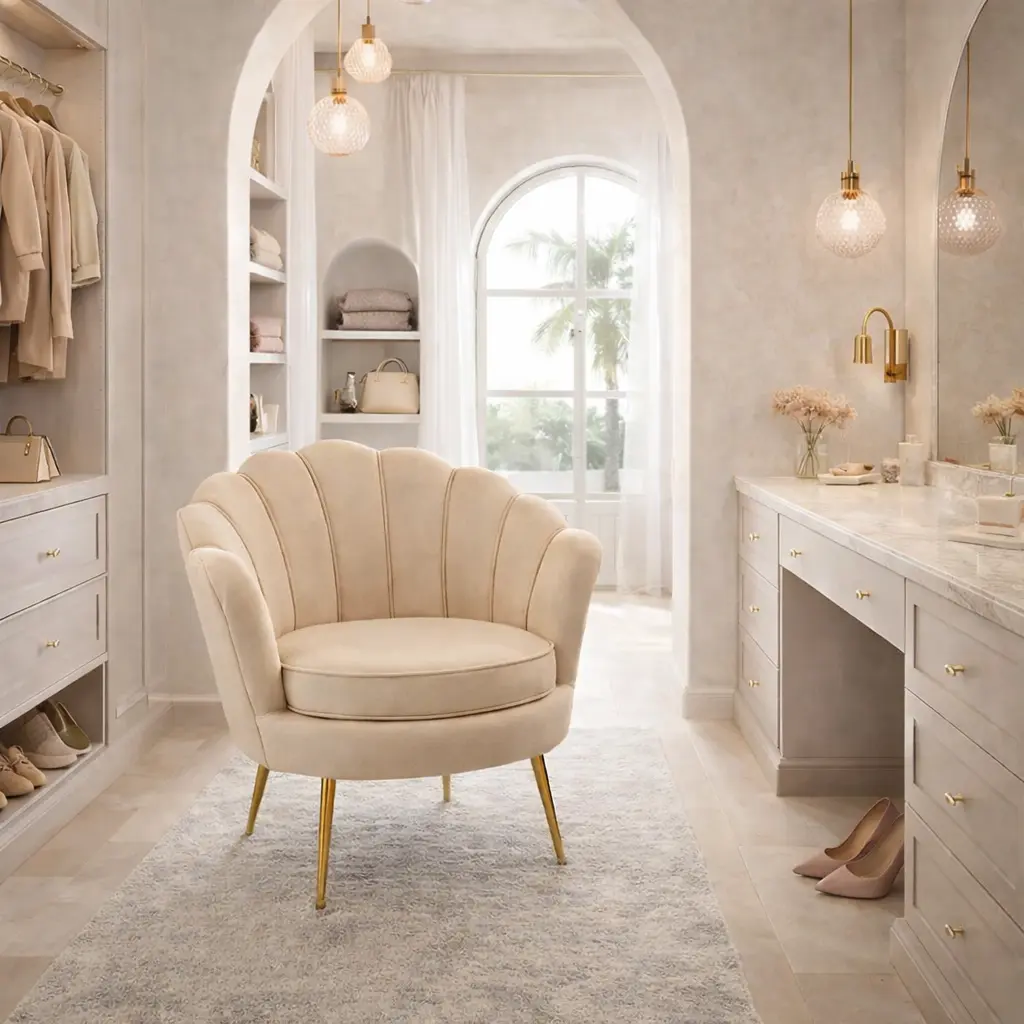 Fauteuil velours "louna" biscuit