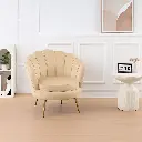 Fauteuil velours "louna" beige biscuit- 78x82x78cm