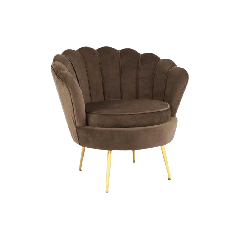 Fauteuil velours louna chocolat- d78*w82*h78cm