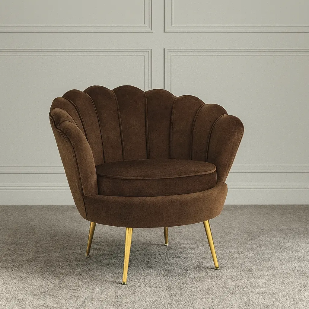 Fauteuil velours louna chocolat- d78xw82xh78cm