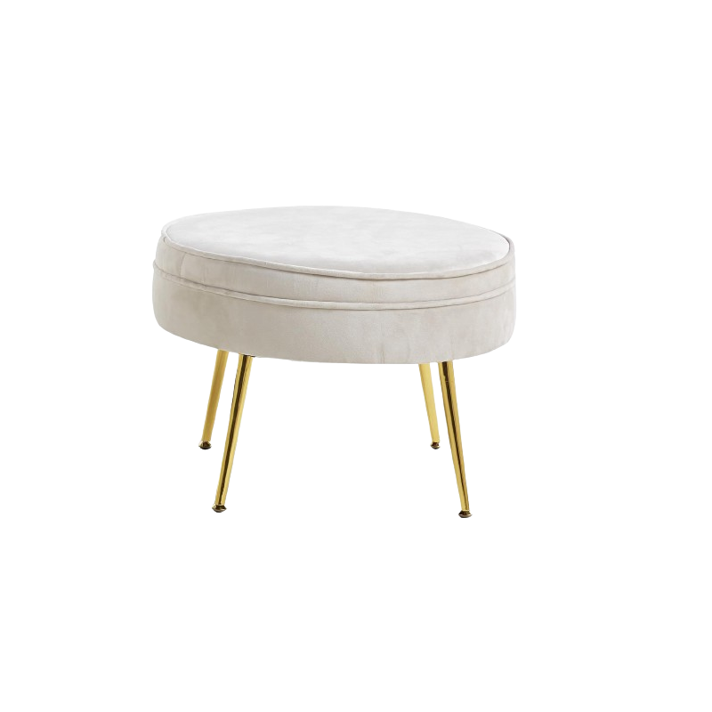 Pouf rond louna beige pied doré