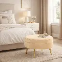 Pouf rond "louna" beige biscuit pied doré
