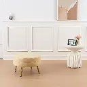 Pouf rond "louna" beige biscuit pied doré