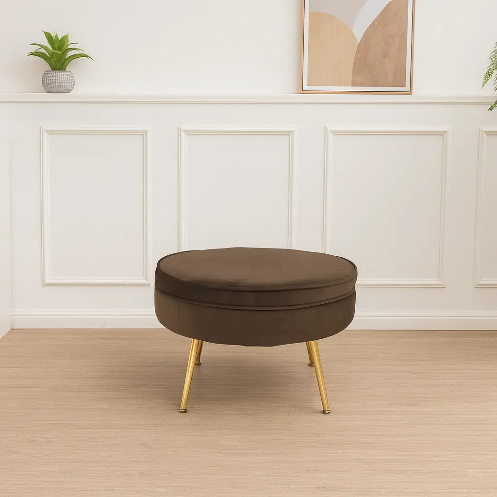 Pouf rond louna chocolat 
