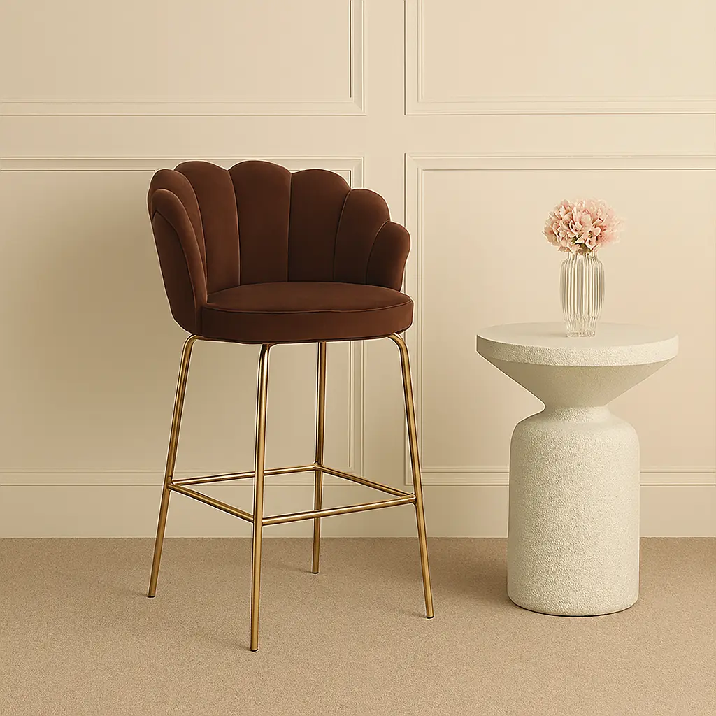 Chaise de bar chocolat - louna - 55x53x99 cm