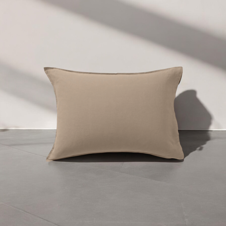 Taie de coussin 60x40 taupe lin linaris