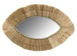 Miroir fibre 50x1x35 franges naturel marron