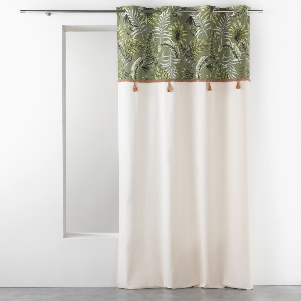 Rao.  140 x 240 cm coton uni+top imp. +pompons veragreen