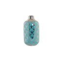 Vase porcelaine 13,5x13,5x38 chrome turquoise